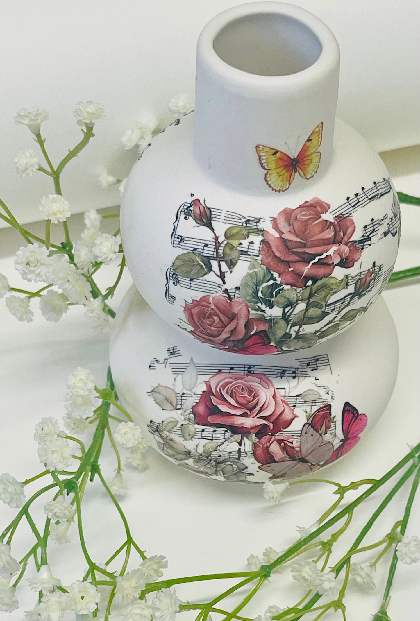 Rose & Butterfly Ceramic Vase