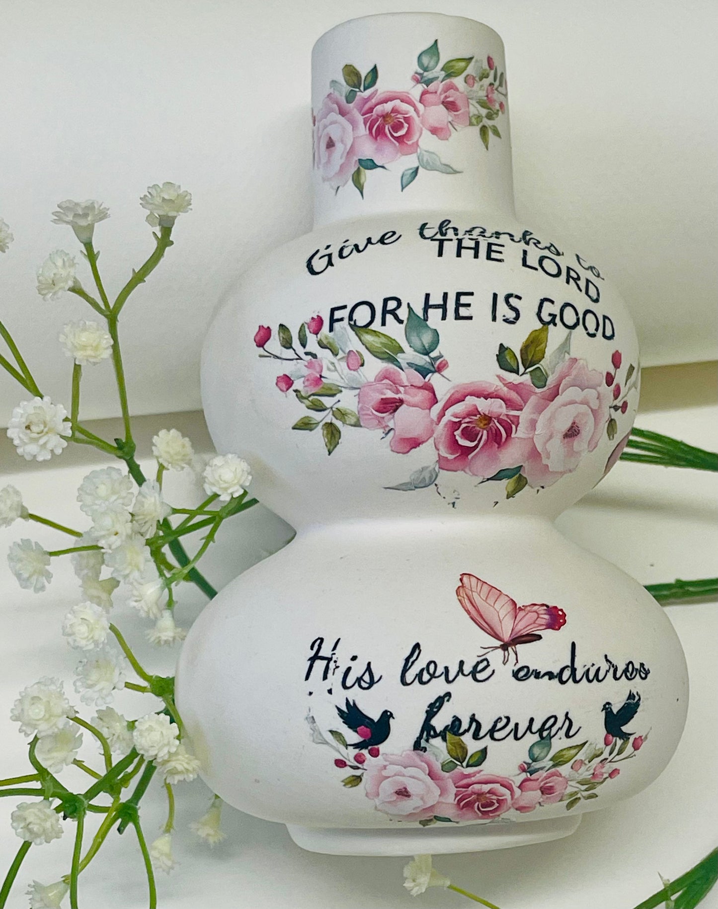 Rose & Butterfly Ceramic Vase