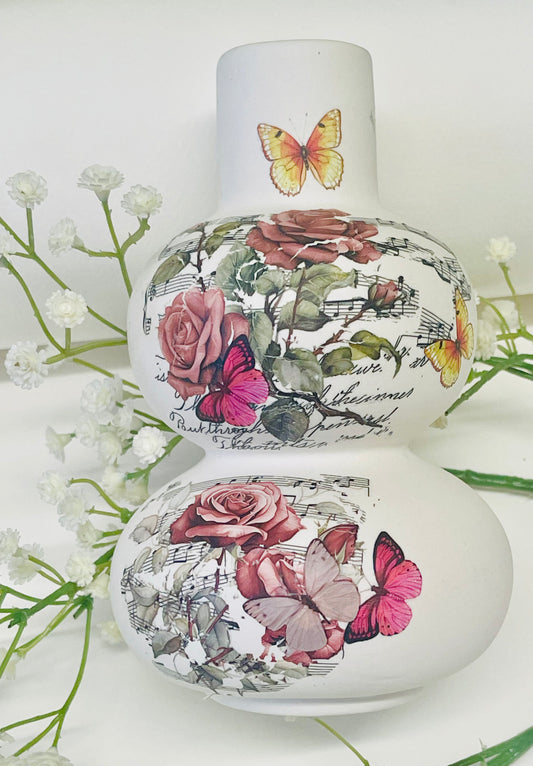 Rose & Butterfly Ceramic Vase